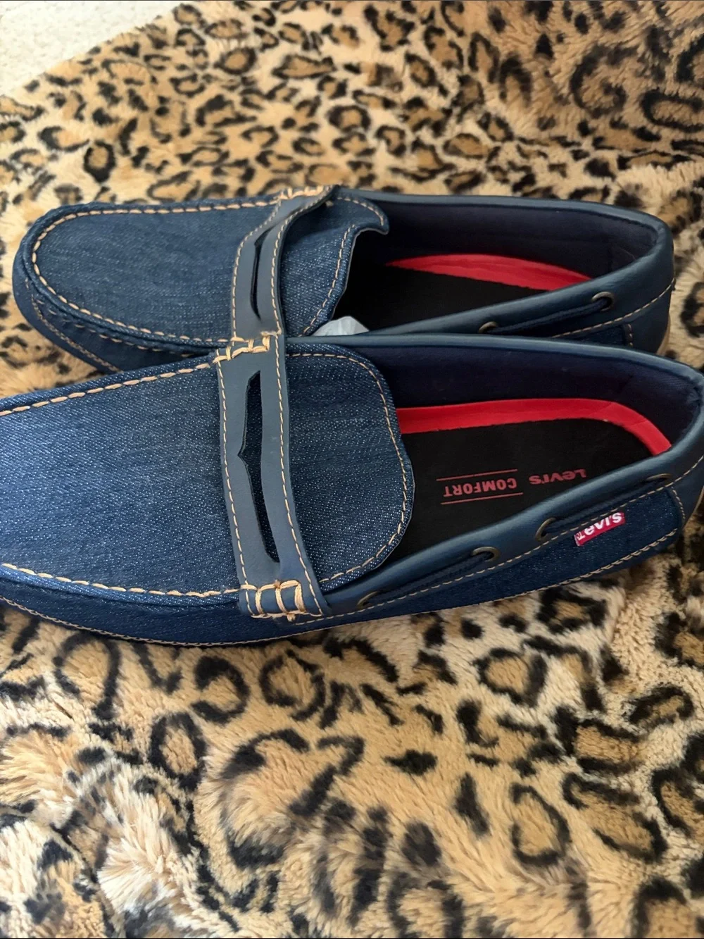 Levi's Men's Dark Blue Denim Slip-On Loafers